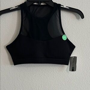 Forever 21 Black Sheer Panel Sports Bra